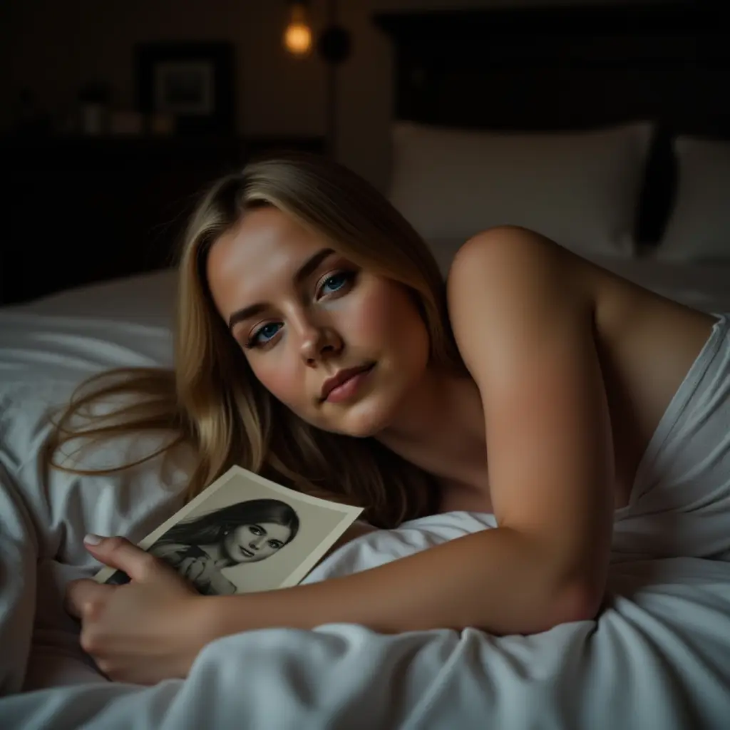 lying on her side in a dimly lit bedroom where the sheets are gently tangled around her the camera 4c3ddf09 d7ee 48d2 93fe c2a163c43a67